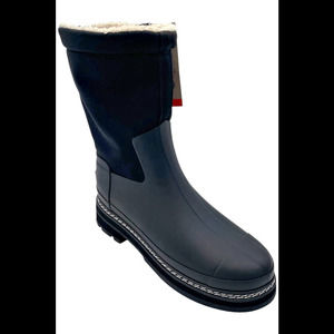 Hunter Footwear Women's Refined Short Stitch Sherpa Rain Boot Black - Medium